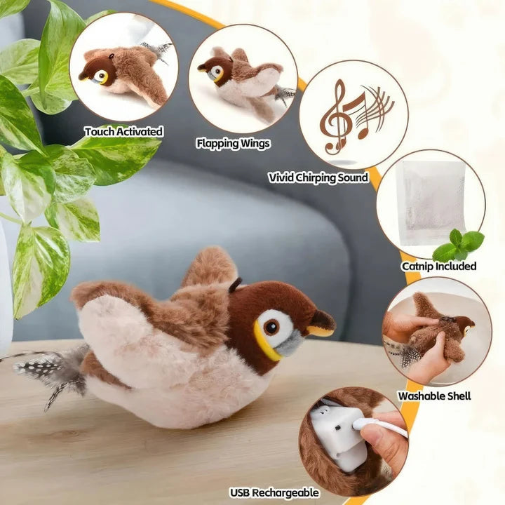 𝙍𝙚𝙢𝙞𝙛𝙖® 🐦 Realistischer Vogel für Katzen – selbstbewegend, mit Geräusch & Flügelschlag